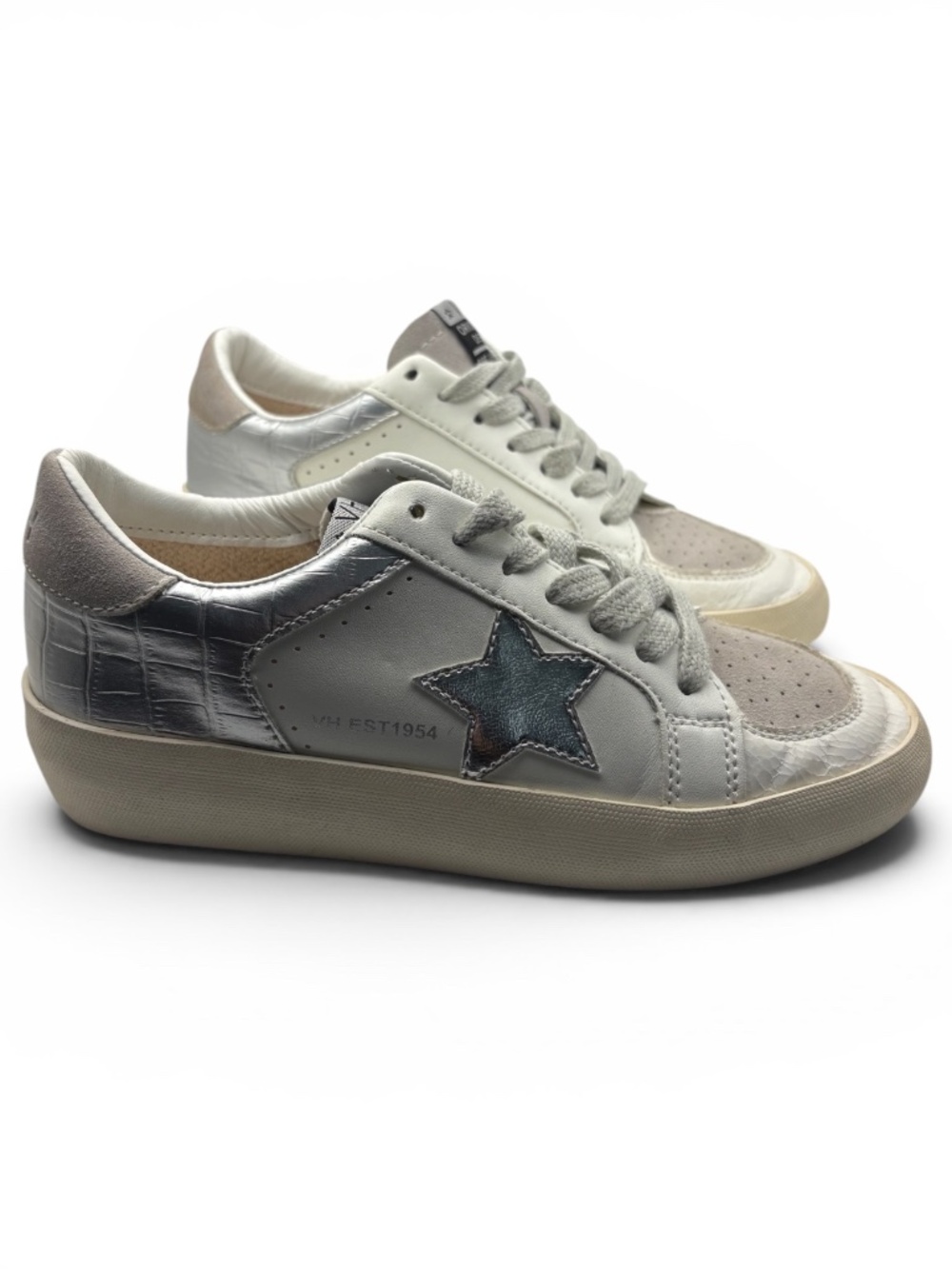 Vintage Havana Kenna Sneaker Womens metallic Silver Star White Leather